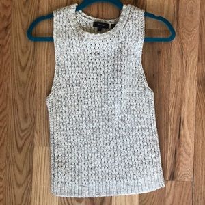 Theory oatmeal sleeveless sweater top